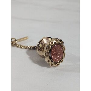 Goldstone Vintage Men's Gold Tie Tack With Chain